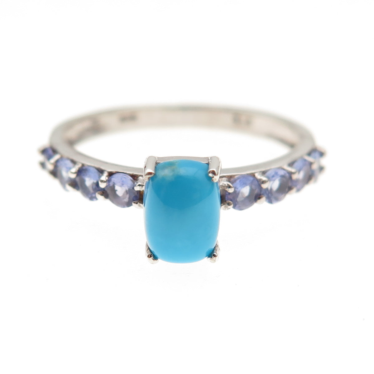 Chuck Clemency 925 Sterling Silver Real Turquoise & Tanzanite Ring Size 8.25