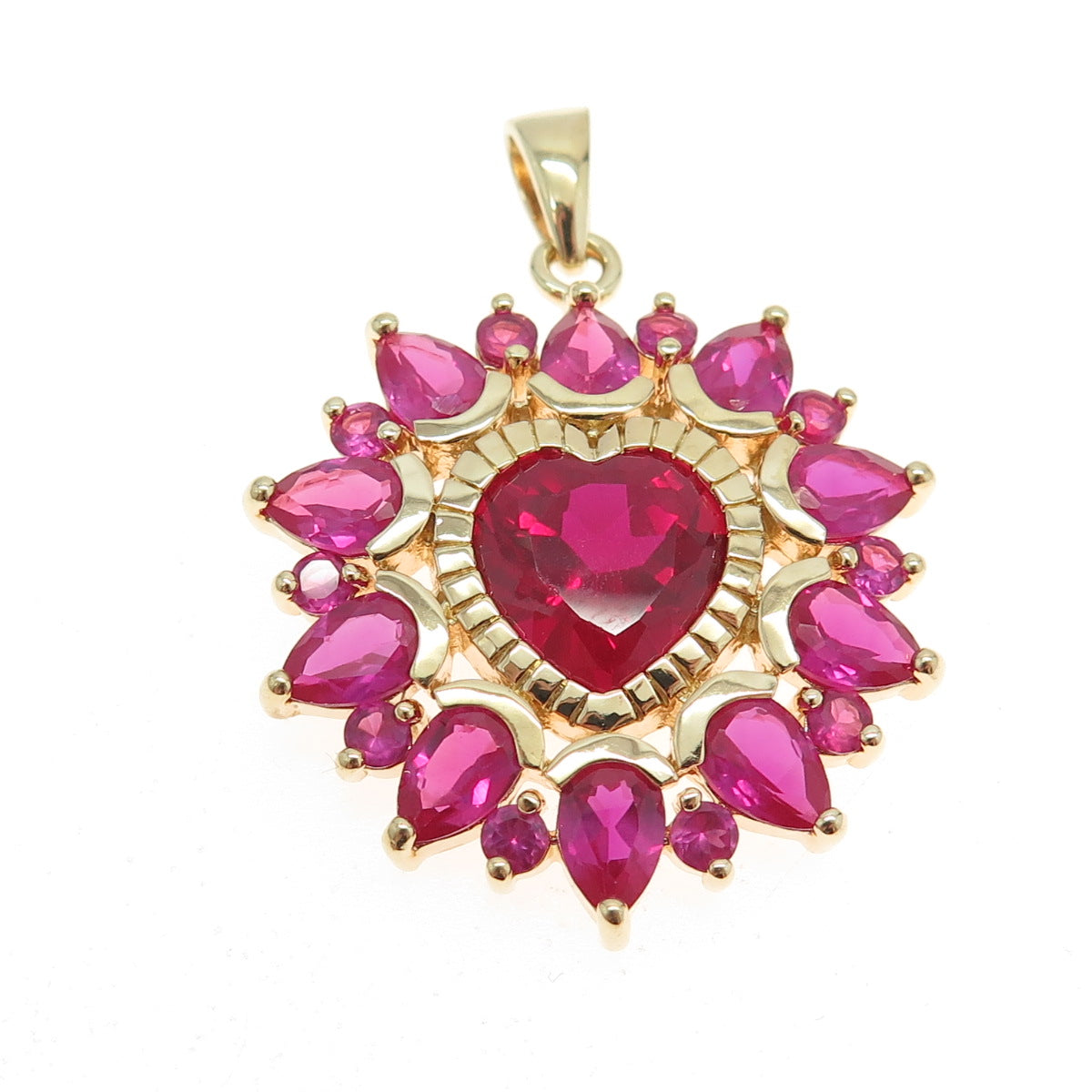 CHATEAU D'ARGENT Sterling Silver Lab-Created Ruby & Pink Sapphire Heart Pendant