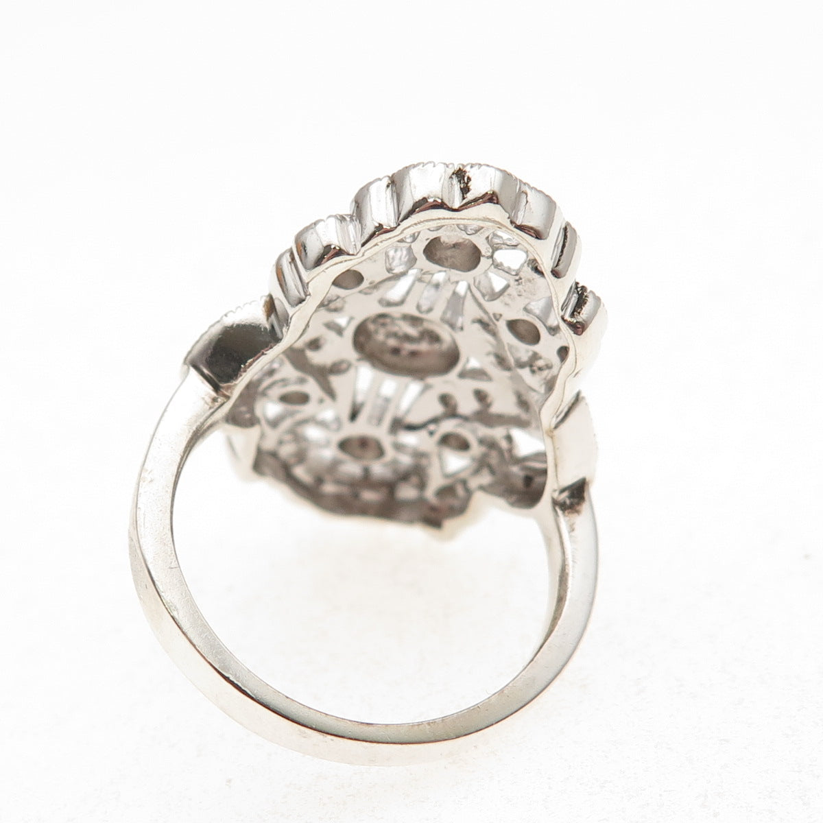 925 Sterling Silver Real Round-Cut Diamond Bohemian Ring Size 8