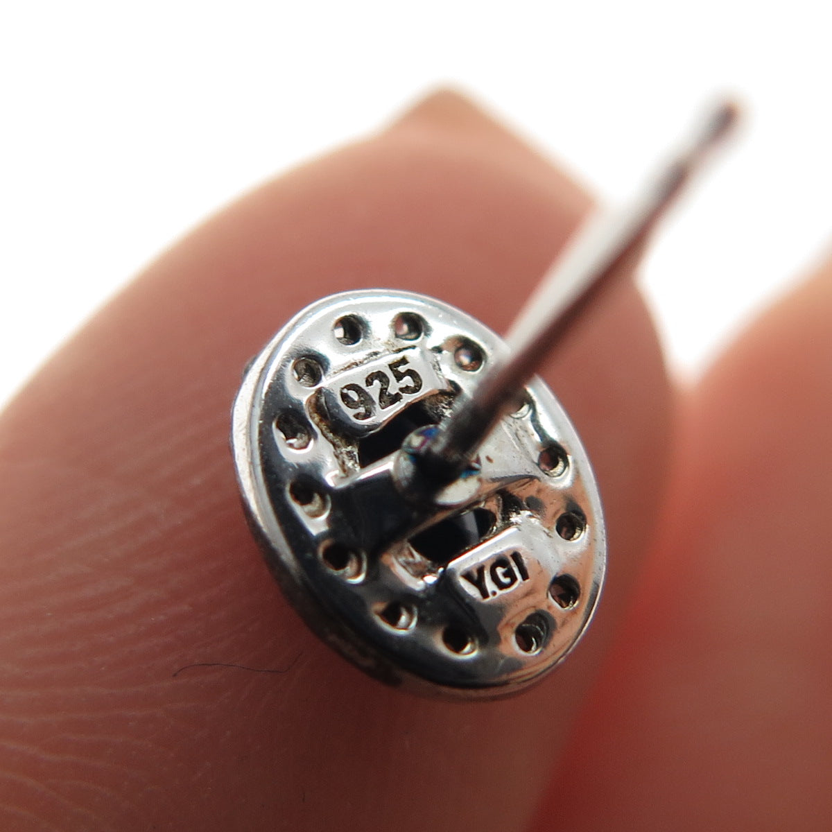 925 Sterling Silver Oval-Cut Blue & Round-Cut White C Z Stud Earrings