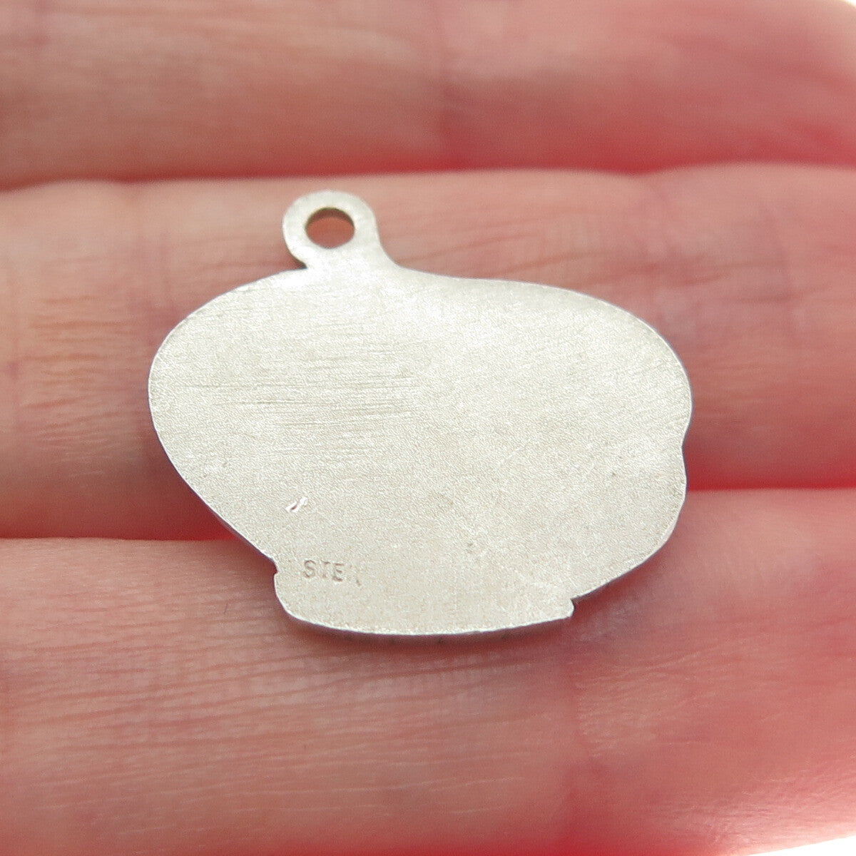 925 Sterling Silver Vintage Enamel Friends of Coal Bowl Minimalist Charm Pendant