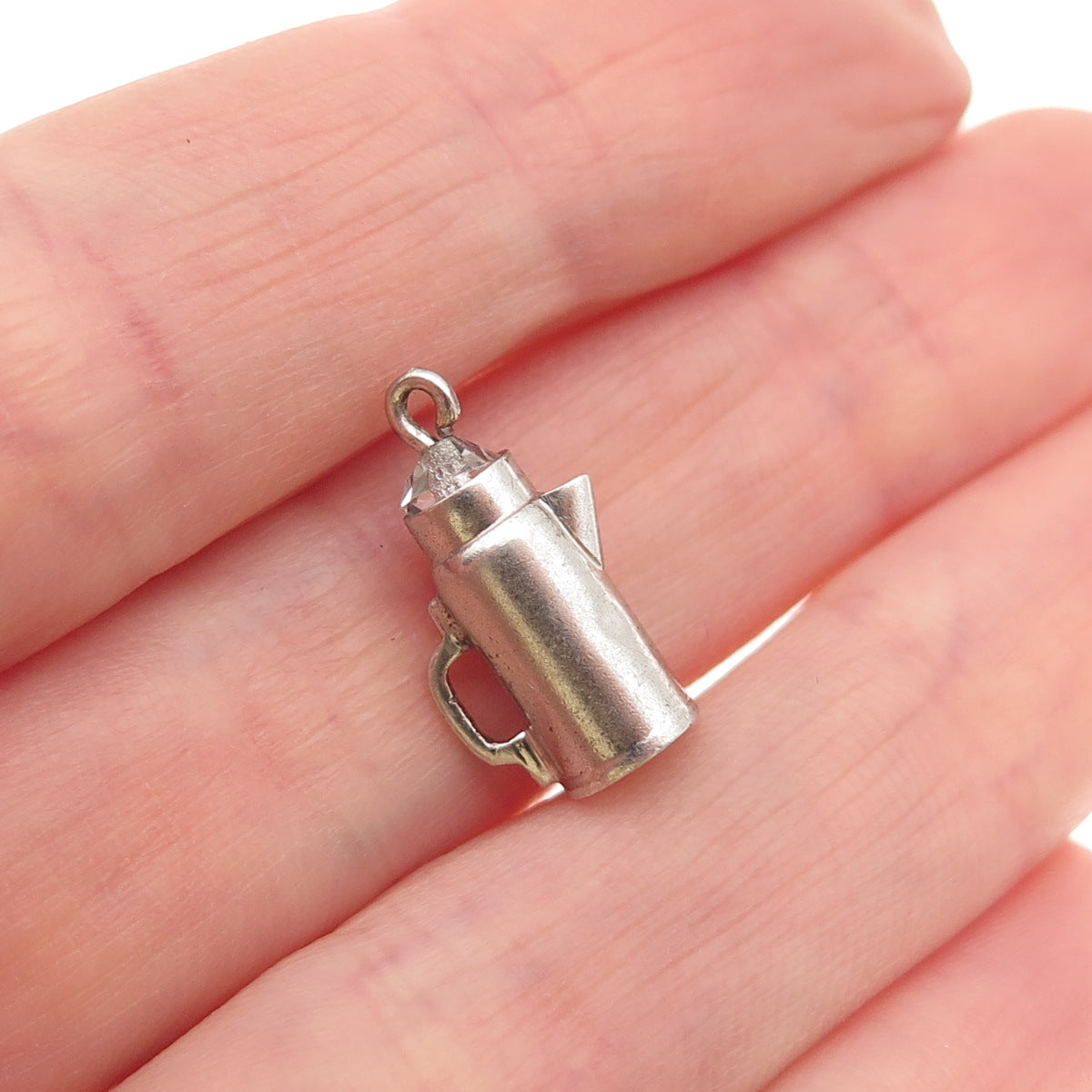 925 Sterling Silver Antique Art Deco Coffeepot 3D Mini Charm Pendant