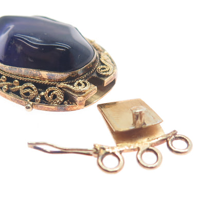 925 Sterling Silver Gold Plated Antique Amethyst Bracelet / Necklace Box Lock