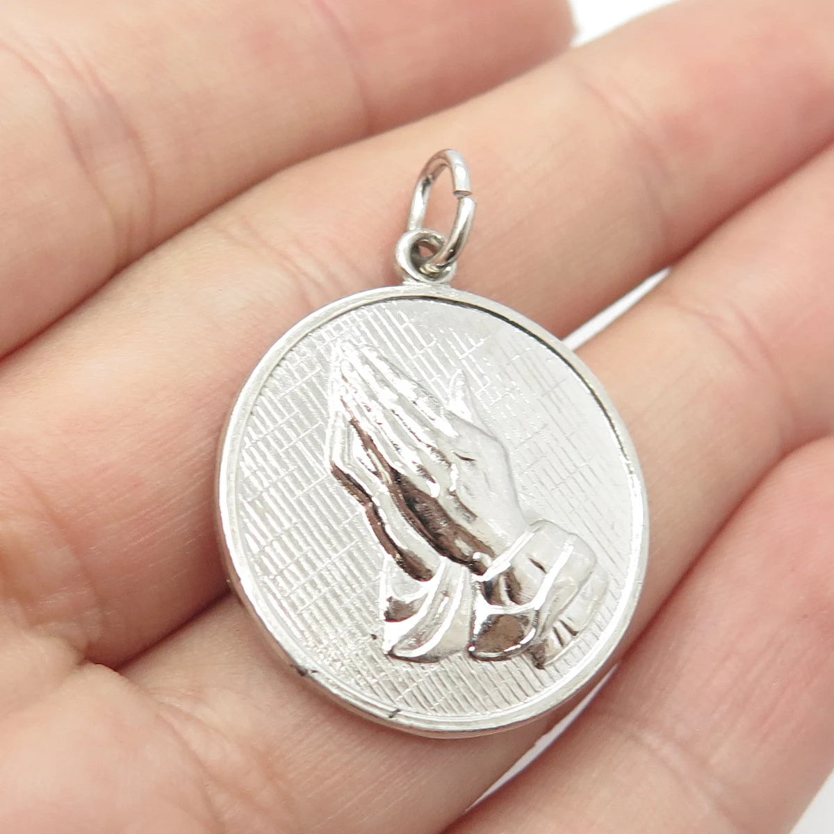 925 Sterling Silver Vintage Forstner Hands in Prayer Pendant