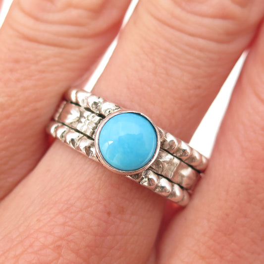 925 Sterling Silver Vintage Real Sleeping Beauty Turquoise Ring Size 9.5