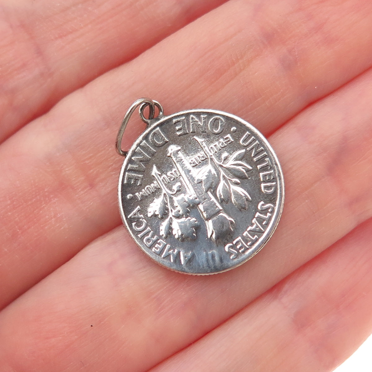 900 Silver Vintage 1959 US Roosevelt One Dime Coin Charm Pendant