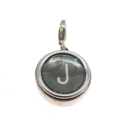 925 Sterling Silver Vintage Letter "J" Initial Lobster Lock Clasp Charm Pendant