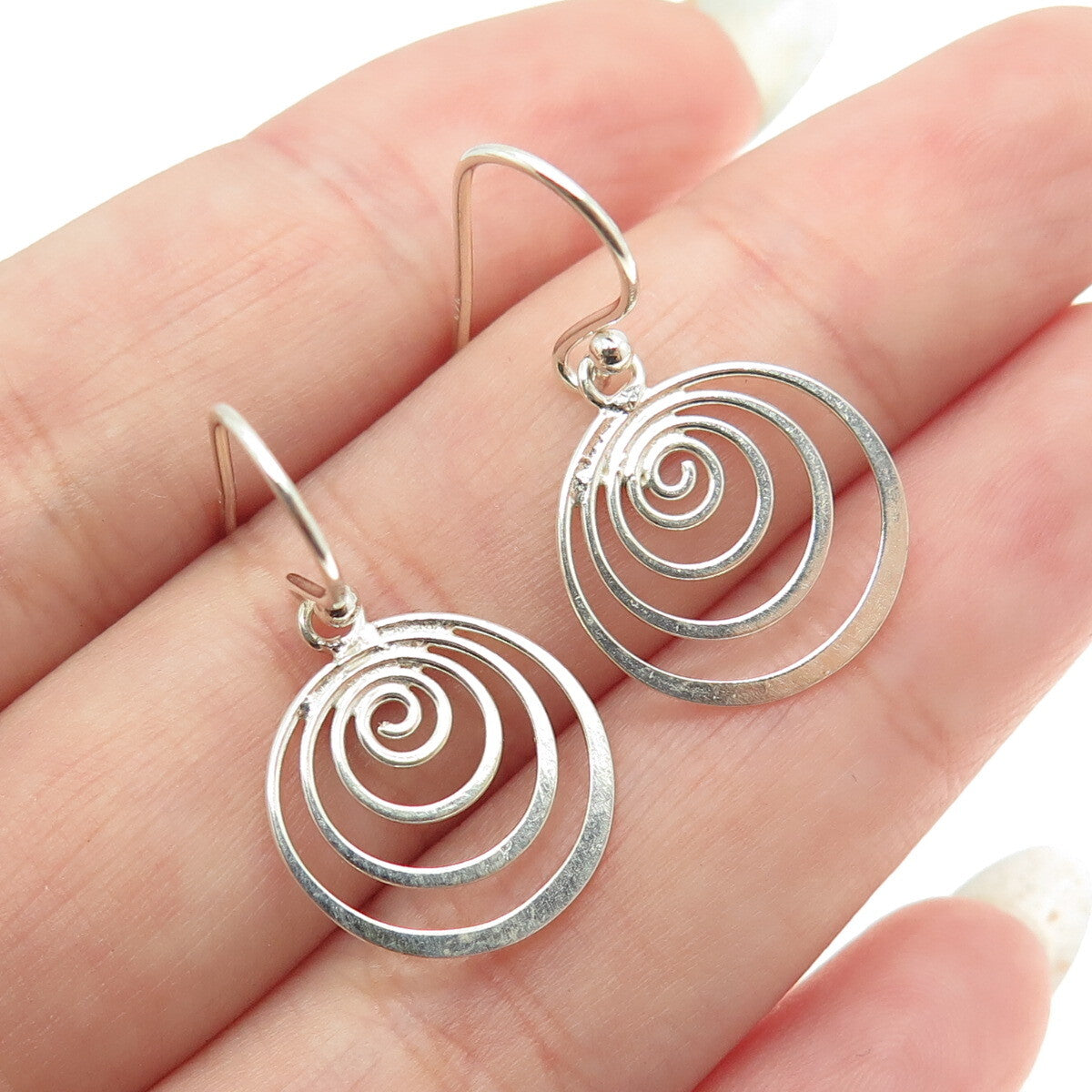 925 Sterling Silver Spiral Dangling Earrings