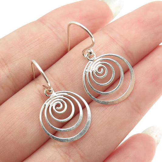 925 Sterling Silver Spiral Dangling Earrings