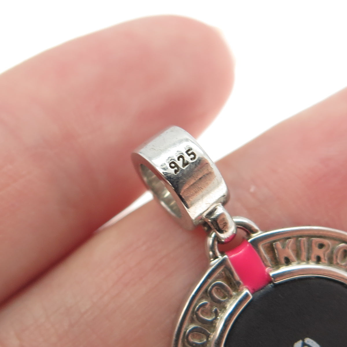 KIROCO JEWELRY 925 Sterling Silver Enamel & Rhinestone K-pay NFC Pendant