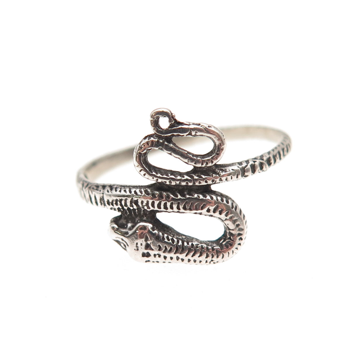 925 Sterling Silver Vintage Snake Oxidized Ring Size 7