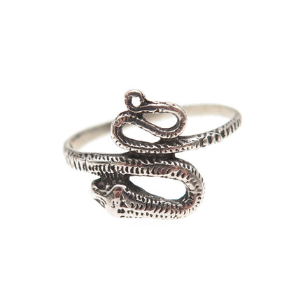 925 Sterling Silver Vintage Snake Oxidized Ring Size 7