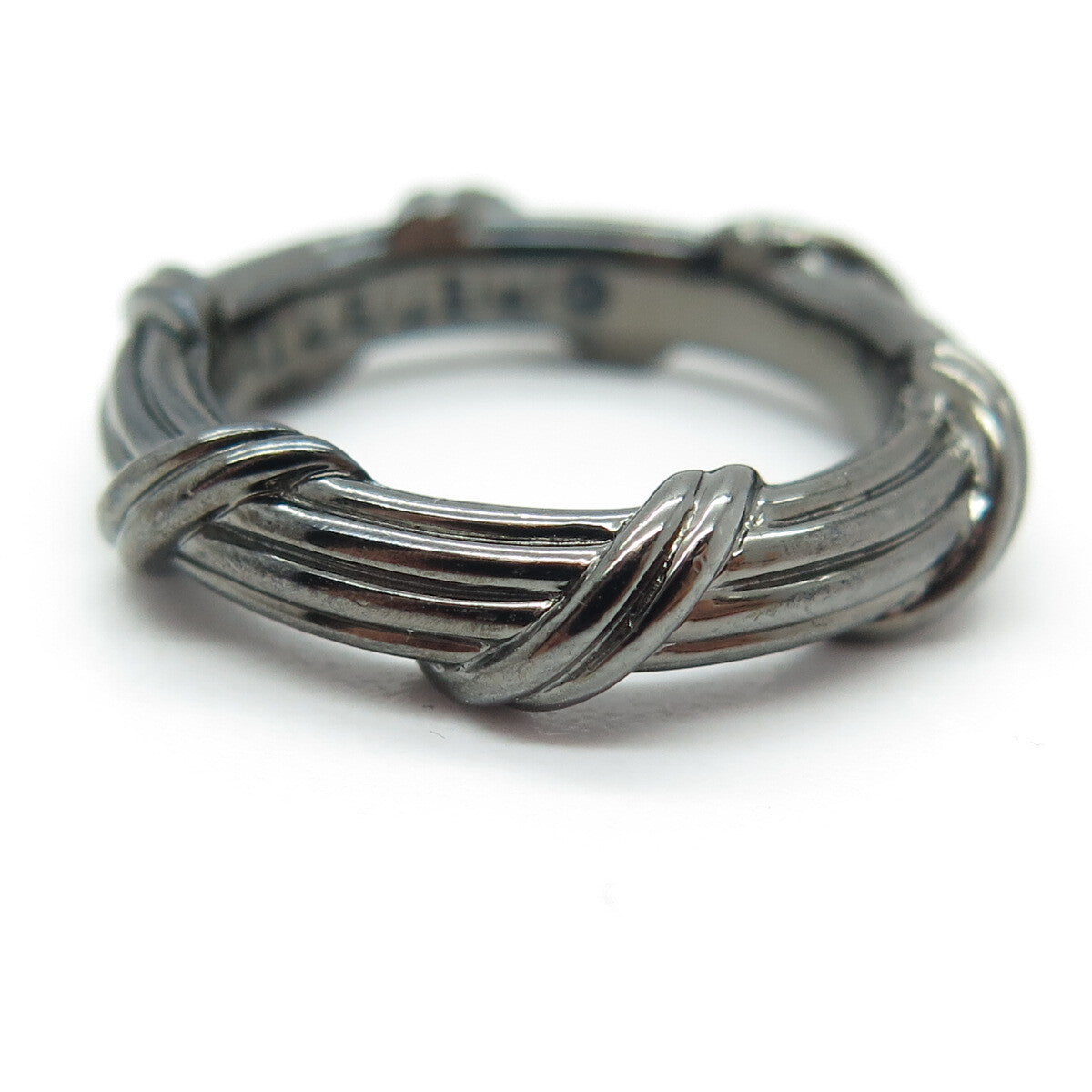 PETER THOMAS ROTH 925 Sterling Silver Black Rhodium Modernist Band Ring Size 7