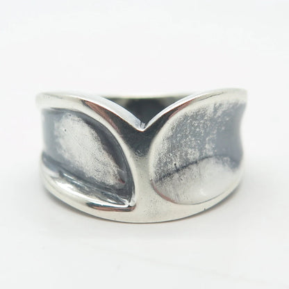 925 Sterling Silver Vintage Concave Ring Size 5.5