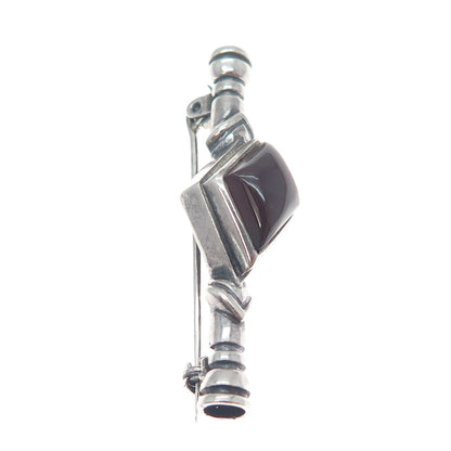 ELAN E. VARSHAY 925 Sterling Silver Vintage Real Tourmaline Oxidized Pin Brooch