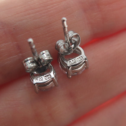 925 Sterling Silver Round-Cut C Z Stud Earrings