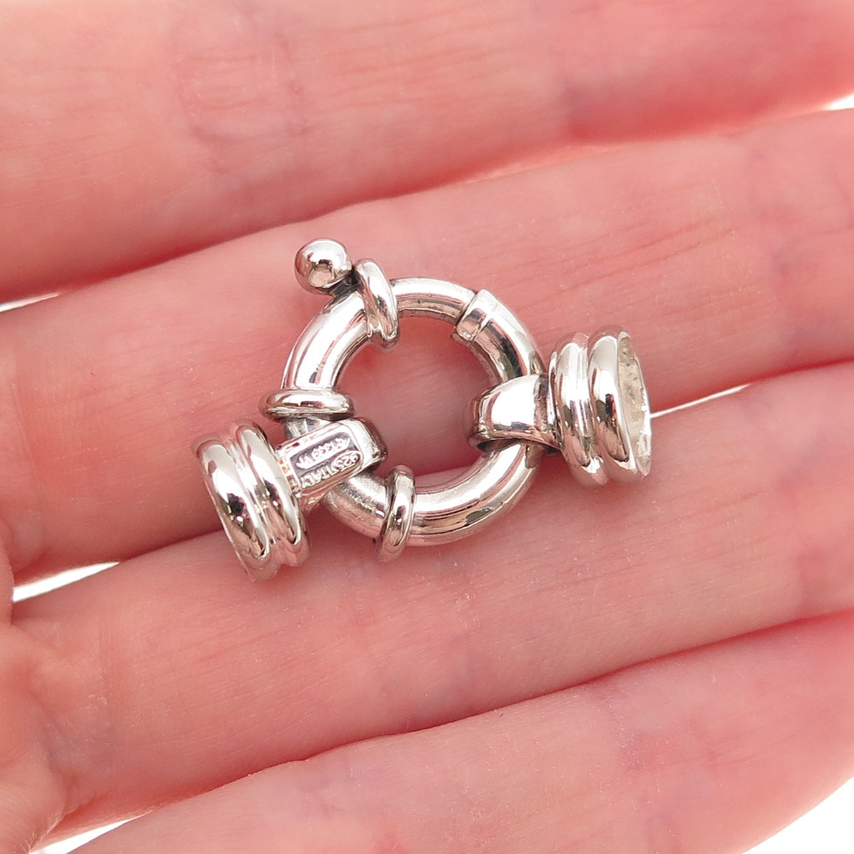 925 Sterling Silver Vintage Italy Bracelet / Necklace Spring Ring Lock Clasp