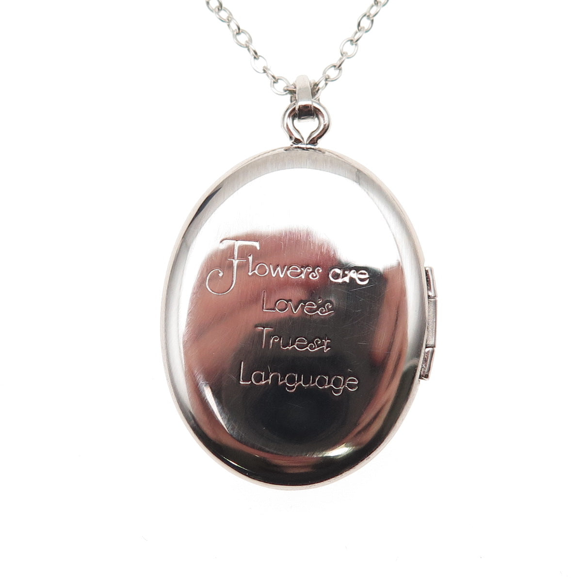 Franklin Mint 925 Sterling 2-Tone Vintage 1978 Flower Locket Chain Necklace 18"