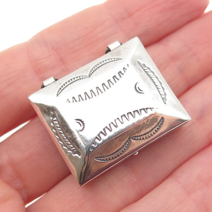 Old Pawn 925 Sterling Silver Vintage Southwestern Tribal Pill / Snuff Box