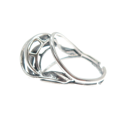 BEAU Sterling Silver Antique Art Deco Wavy Oxidized Adjustable Ring Size 5.25