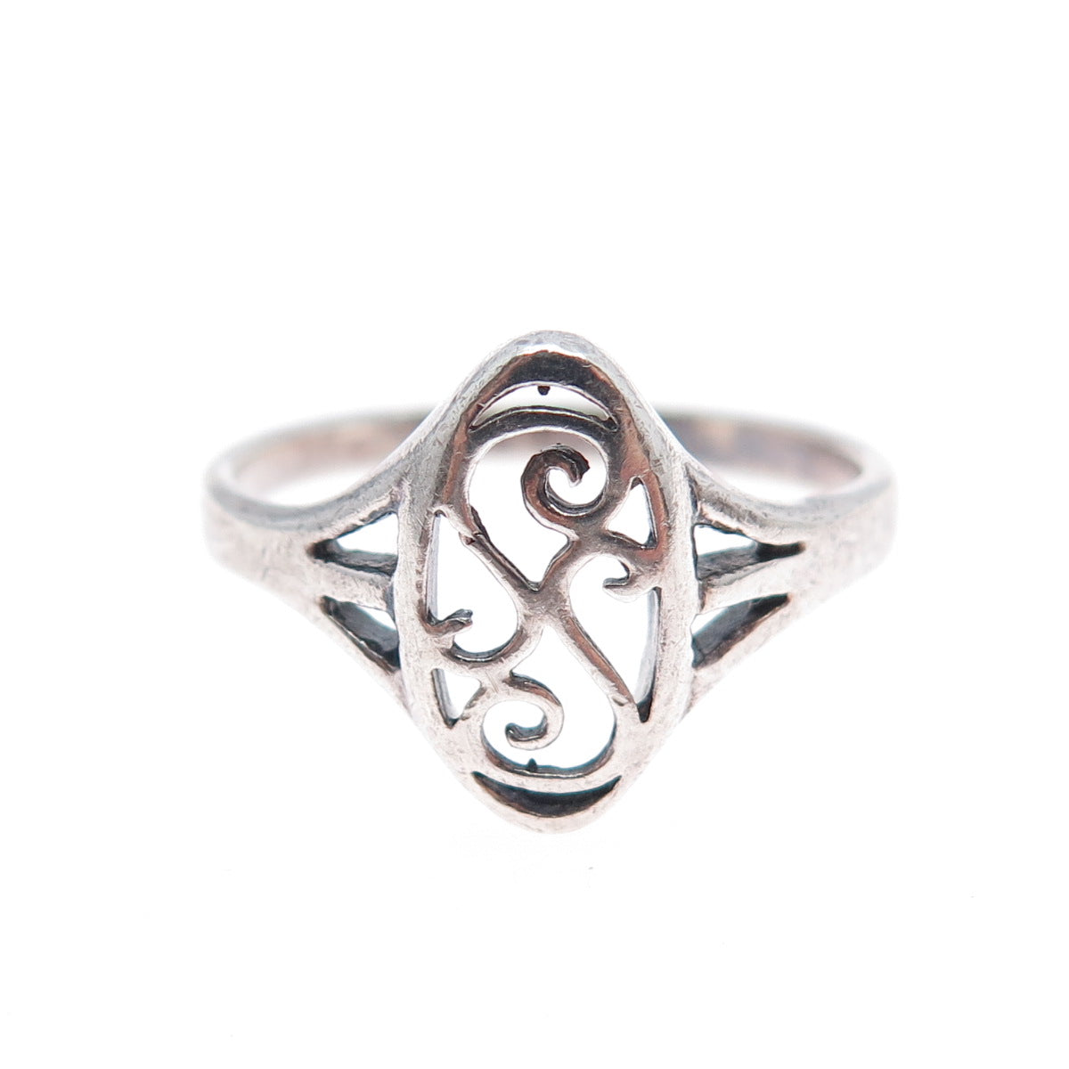 925 Sterling Silver Vintage SS Monogram Oxidized Ring Size 7.75