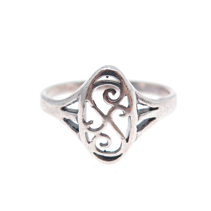 925 Sterling Silver Vintage SS Monogram Oxidized Ring Size 7.75