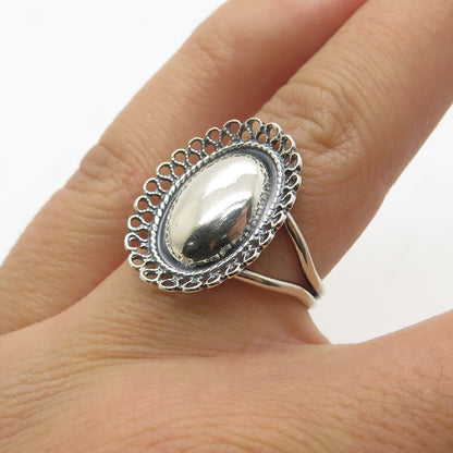 BEAU 925 Sterling Silver Antique Art Deco Filigree Adjustable Ring Size 5.75