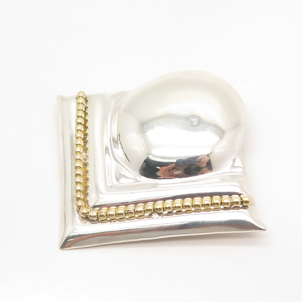 925 Sterling Silver 2-Tone Vintage Mexico Modernist Pin Brooch / Pendant