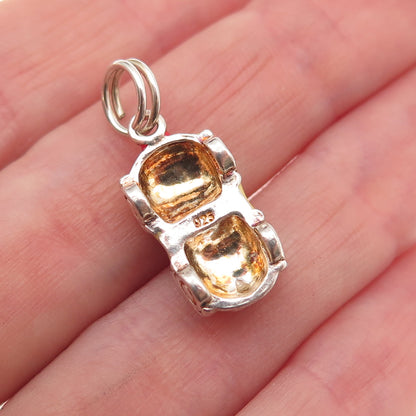 925 Sterling Silver Vintage Enamel Sport Car 3D Charm Pendant