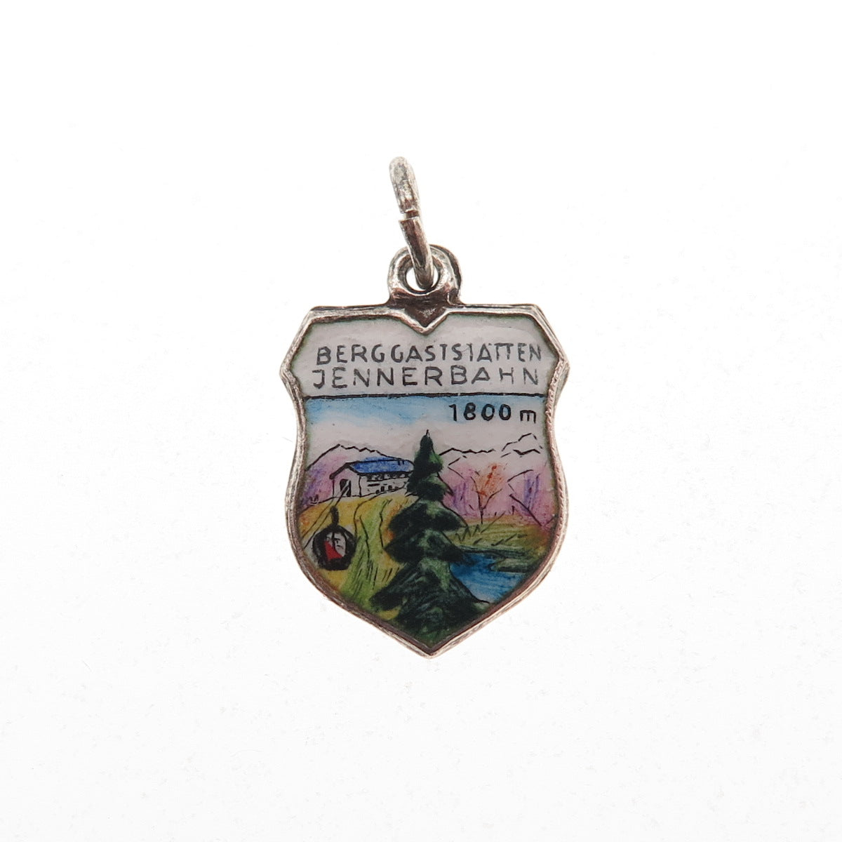 Fritz Reu & Co. 800 Silver Vintage Enamel Jennerbahn Mountain Mini Charm Pendant