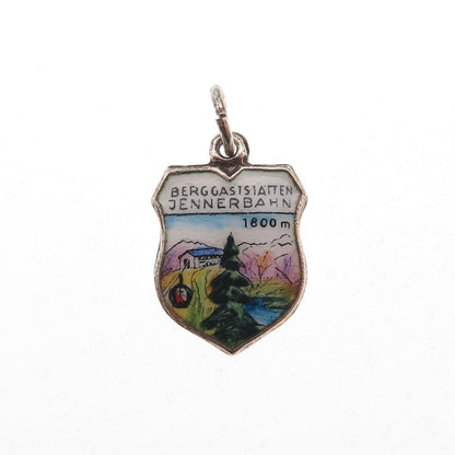 Fritz Reu & Co. 800 Silver Vintage Enamel Jennerbahn Mountain Mini Charm Pendant