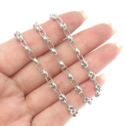 925 Sterling Silver Anchor Mariner Oval Chain Necklace 18"