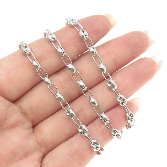 925 Sterling Silver Anchor Mariner Oval Chain Necklace 18"