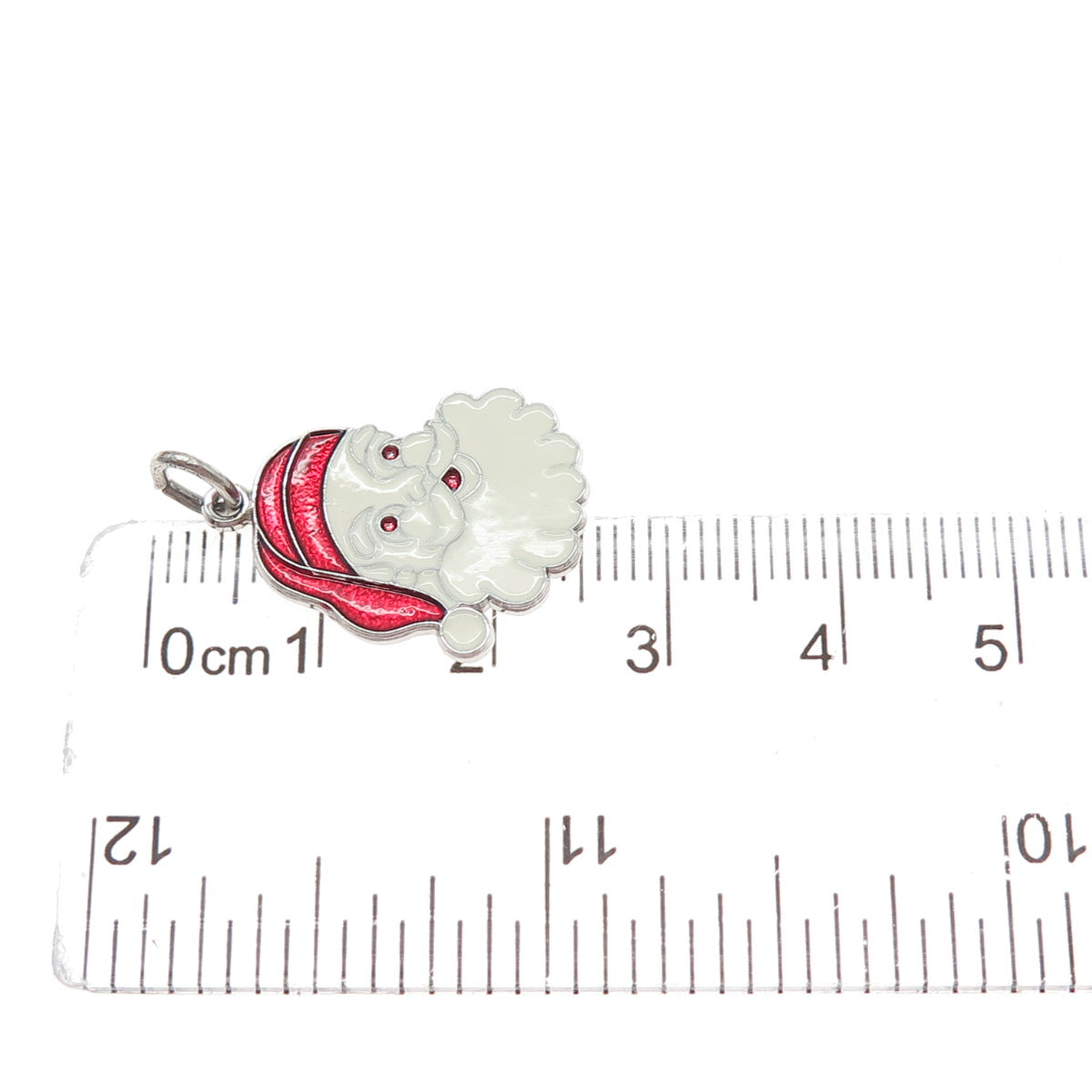 SPENCER 925 Sterling Silver Vintage Enamel Santa Claus Minimalist Charm Pendant