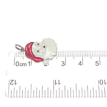 SPENCER 925 Sterling Silver Vintage Enamel Santa Claus Minimalist Charm Pendant