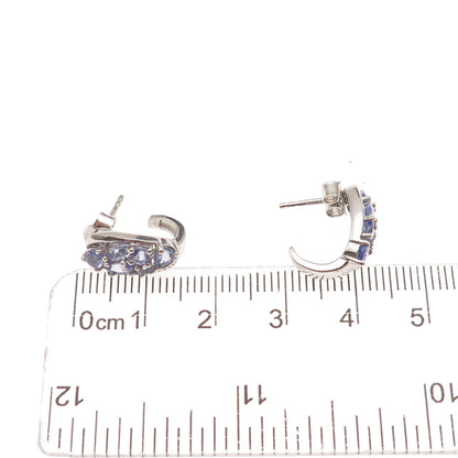 Chuck Clemency 925 Sterling Silver Real Tanzanite Cluster Claw Earrings