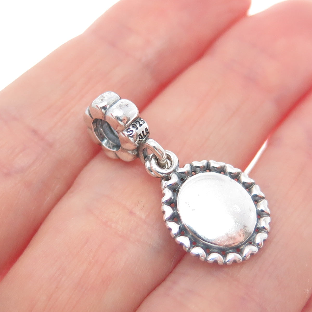 PANDORA 925 Sterling Silver Round-Cut C Z Loving Aunt Heart Dangle Charm
