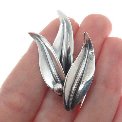N.E. FROM 925S Sterling Silver Vintage Denmark Floral Oxidized Pin Brooch
