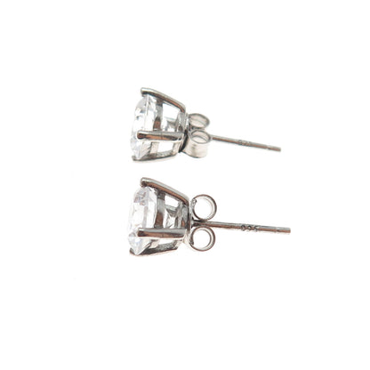 925 Sterling Silver Round-Cut C Z Stud Earrings