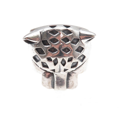 925 Sterling Silver Vintage Real Ruby Panther Oxidized Ring Size 8.25