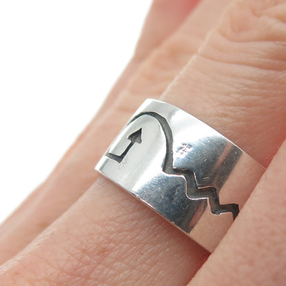 925 Sterling Silver Vintage Ethnic Arrow Band Ring Size 7.5