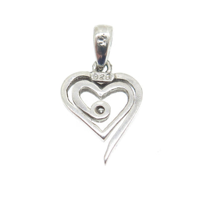 JEWELRY CONCEPTS Sterling Silver Real Diamond Spiral Heart Minimalist Pendant