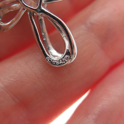 SAI 925 Sterling Silver Heart-Cut C Z Cross Minimalist Slide Pendant