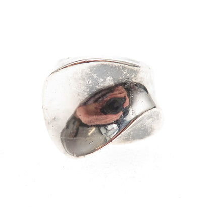 925 Sterling Silver Vintage Mexico Modernist Oxidized Ring Size 5.5
