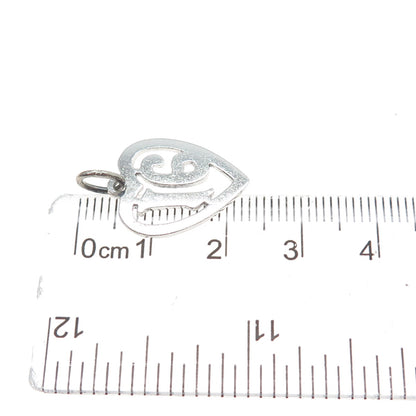 925 Sterling Silver Vintage Sweet 16 Heart Minimalist Charm Pendant