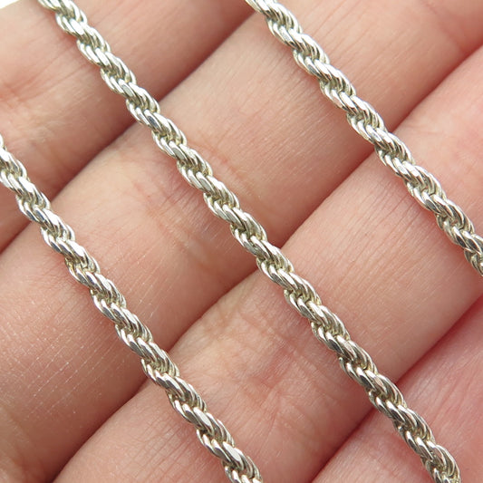 925 Sterling Silver Italy Twisted Rope Chain Necklace 24"