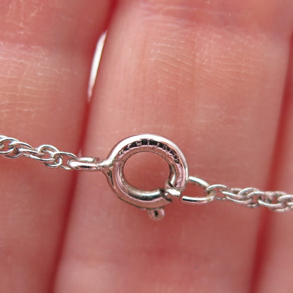 925 Sterling Silver Antique Art Deco Apalite Filigree Chain Necklace 16"