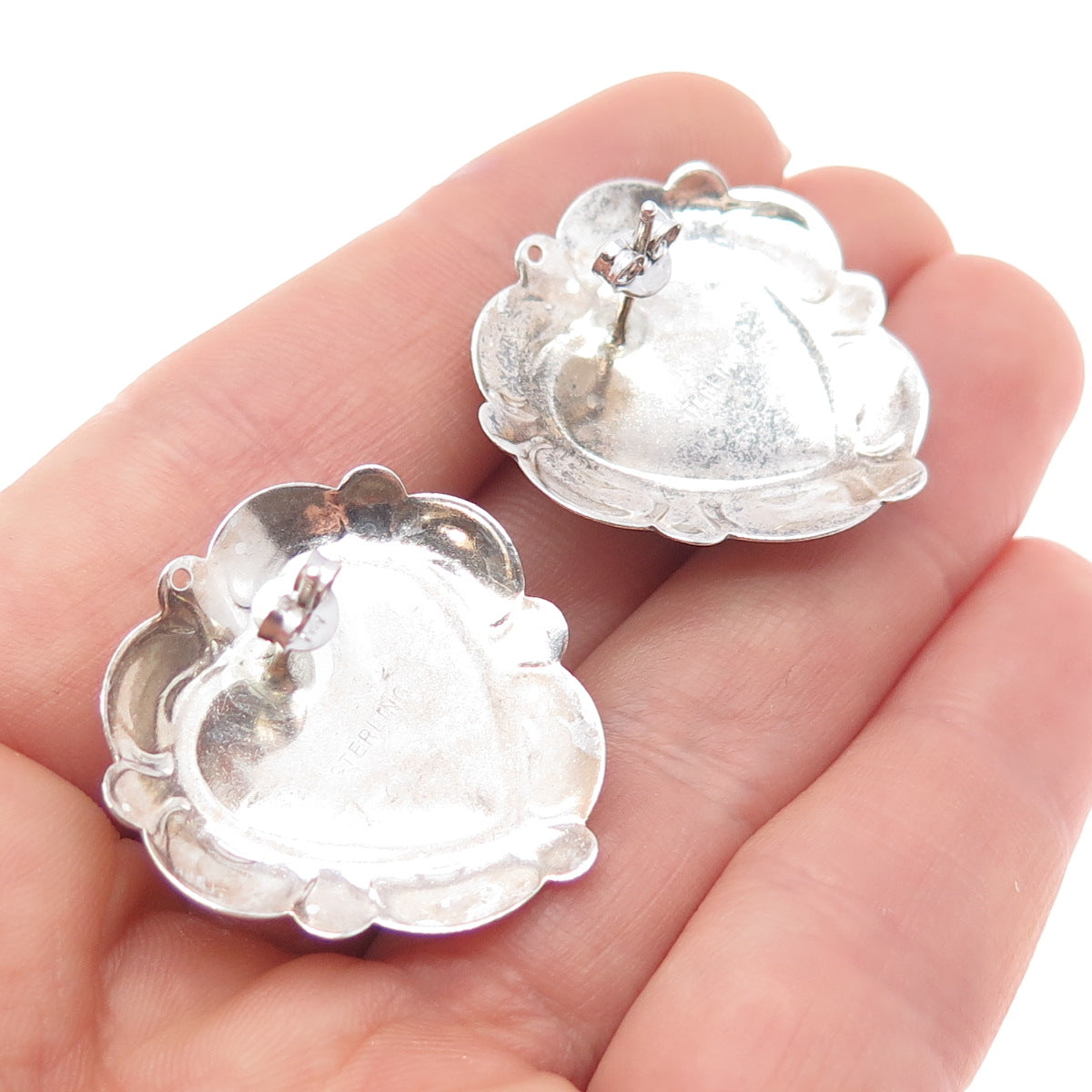 Old Pawn Sterling Silver Turquoise Coral Lapis Sugilite Malachite Heart Earrings