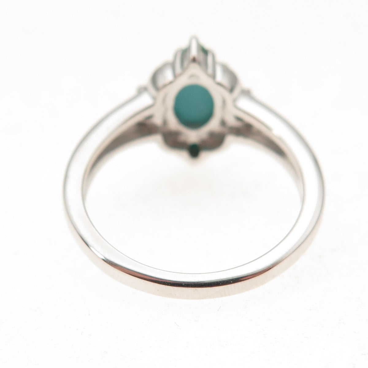 925 Sterling Silver Real Sleeping Beauty Turquoise Floral Ring Size 8