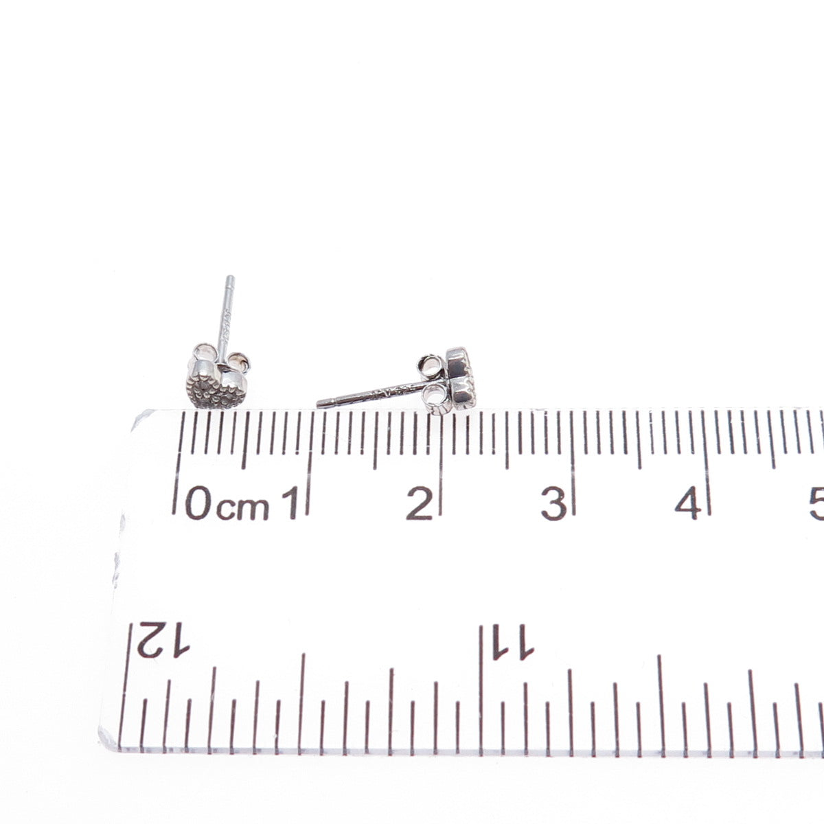 JCM Jacmel Mauritius 925 Sterling Silver Round-Cut C Z Heart Stud Earrings